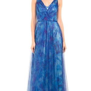 Rene Ruiz Blue Organza Overlay Gown Size 20